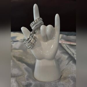 Assortment Of Silver Rings - Size 10